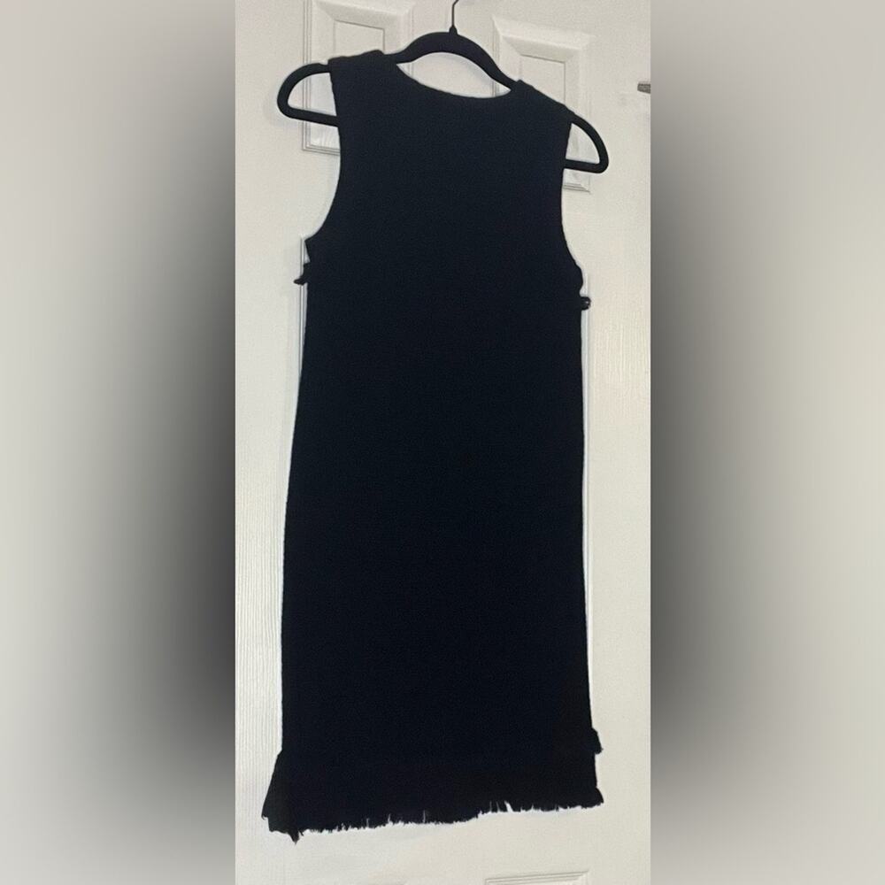 272  J.Crew Black Fringe Textured Knit Dress Size Small - Picture 5 of 5